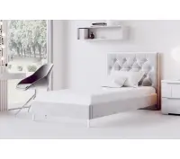 JASMINA łóżko tapicerowane 100x200 ze stelażem, zagłowie pikowane